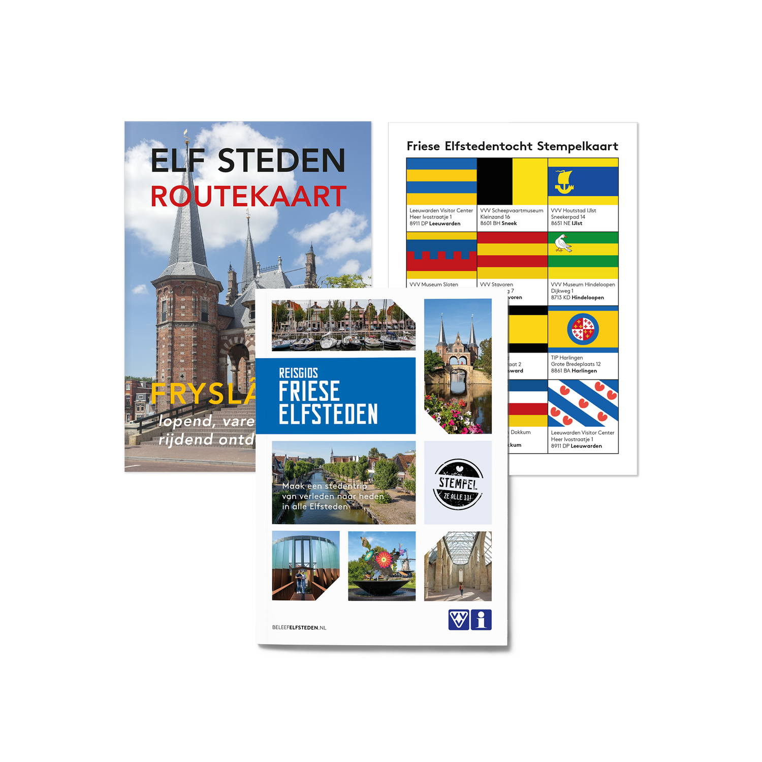 pakket met Elfsteden routekaart reisgids Friese steden en stempelkaart