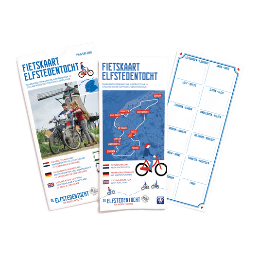 Fietskaart Elfstedentocht met stempelkaart